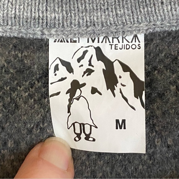 Tejidos Aly Marka Alpaca Sweater Womens Size Medium Gray Crew Neck Pullover Peru - Picture 3 of 7